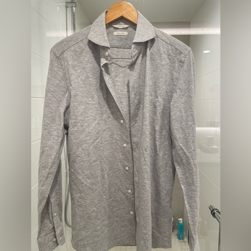 NEW Suitsupply Light Gray Casual Button-Down longe sleeve Shirt